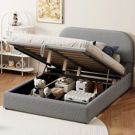 Upholstered Platform Bed With Hydraulic Storage System - Furniture Home Direct