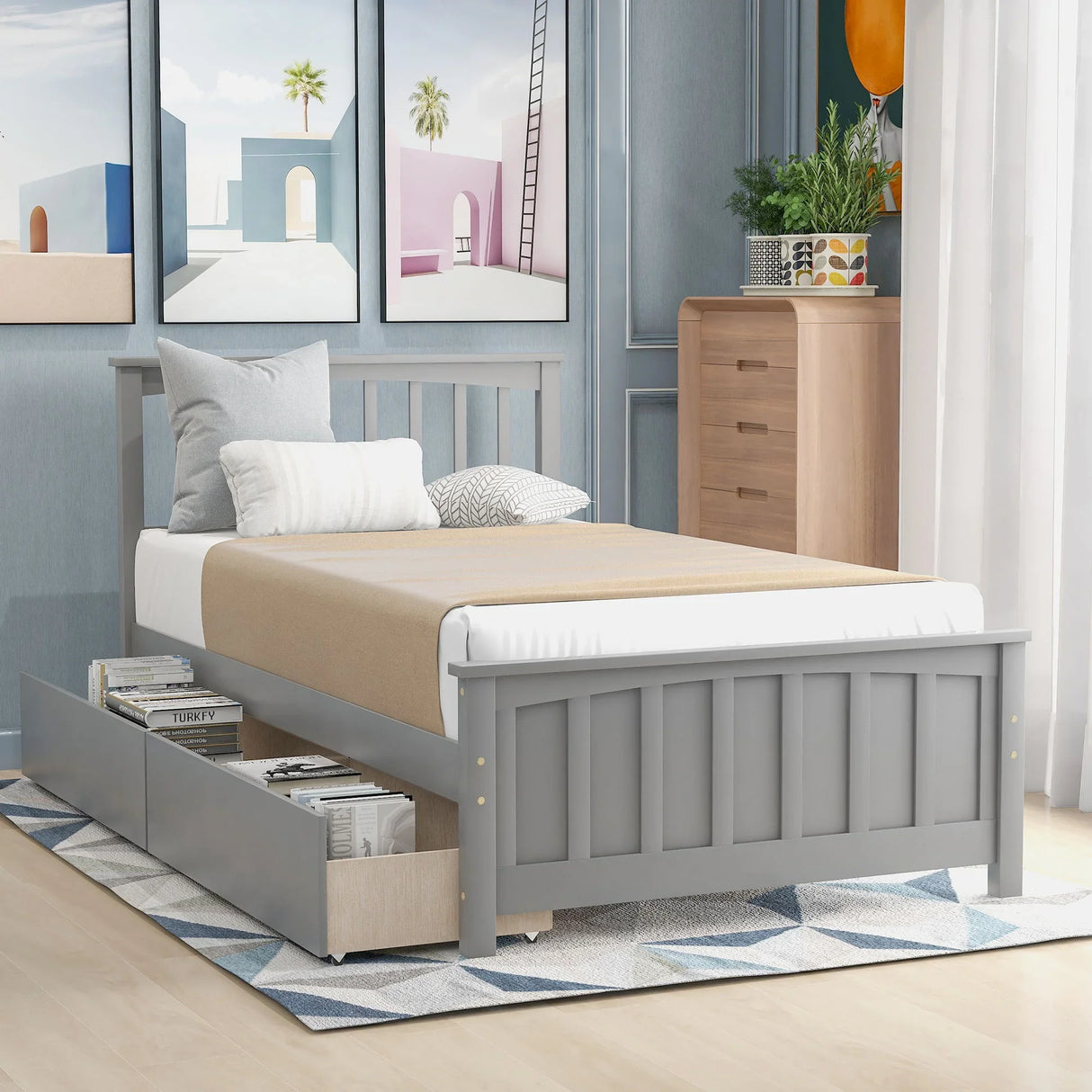 Platform Bed With Two Drawers - Furniture Home Direct