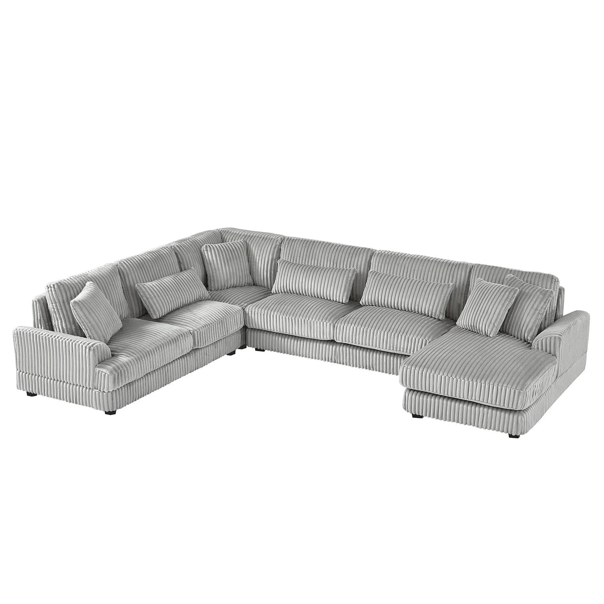 Oversized Sectional Sofa U - Shaped Sofa Couch Modern Sofa Upholstered In Soft Corduroy With A Chaise Lounge For Living Room - Furniture Home Direct