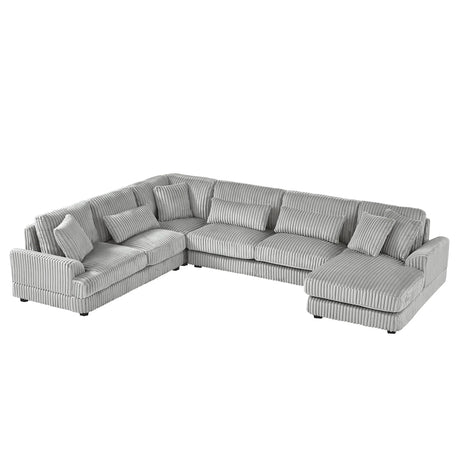 Oversized Sectional Sofa U - Shaped Sofa Couch Modern Sofa Upholstered In Soft Corduroy With A Chaise Lounge For Living Room - Furniture Home Direct