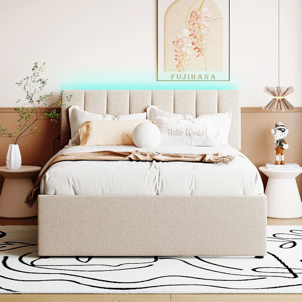 Upholstered Platform Bed With Trundle - Furniture Home Direct
