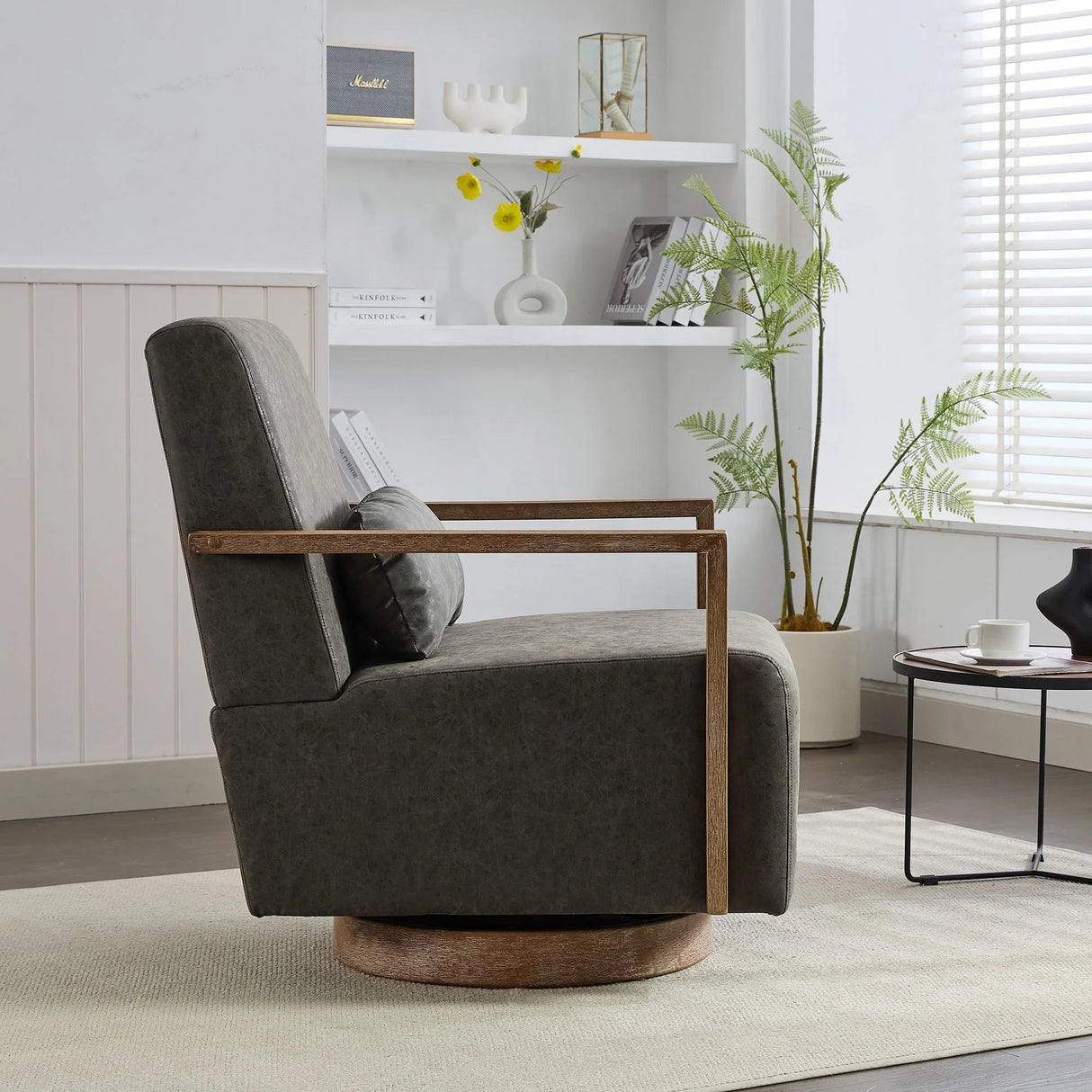 Swivel Modern Upholstered Accent Chair With Armrests - Furniture Home Direct