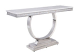 Zander - Printed Faux Marble Top Mirrored Console Table - Silver / White - Furniture Home Direct