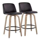 Toriano - Contemporary Fixed-Height Counter Stool & Swivel With Round Footrest (Set of 2) - Furniture Home Direct