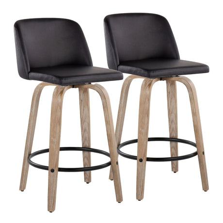 Toriano - Contemporary Fixed-Height Counter Stool & Swivel With Round Footrest (Set of 2) - Furniture Home Direct