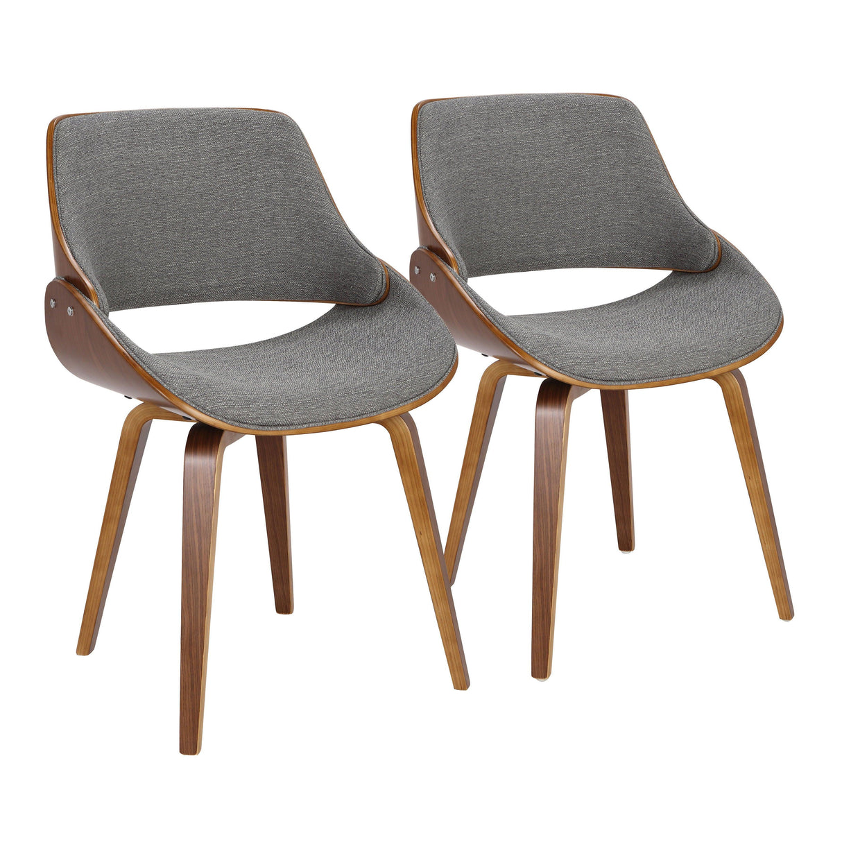 Fabrizzi - Mid-Century Modern Dining / Chair (Set of 2) - Walnut / Gray - Furniture Home Direct
