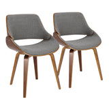 Fabrizzi - Mid-Century Modern Dining / Chair (Set of 2) - Walnut / Gray - Furniture Home Direct