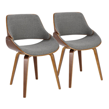 Fabrizzi - Mid-Century Modern Dining / Chair (Set of 2) - Walnut / Gray - Furniture Home Direct