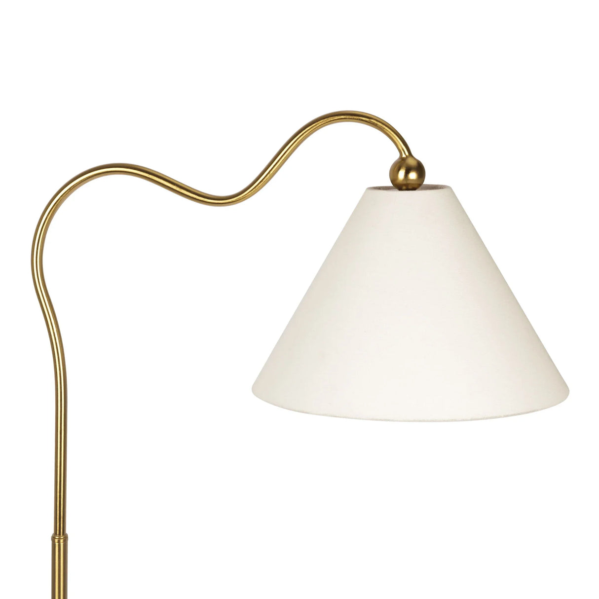 Majestic - Ring Base Curved Floor Lamp With Triangle Drum Shade - Gold / White - Furniture Home Direct