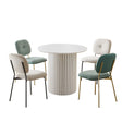 Modern 4 Person Dining Set With Bamboo & Table And Turquoise & Chairs Metal Legs, Space Saving Design - White - Furniture Home Direct