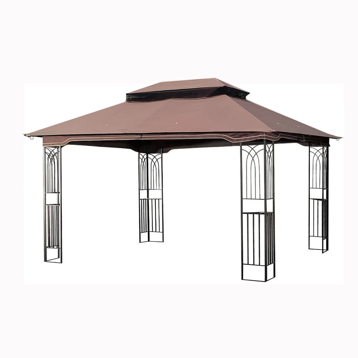 13 0 Outdoor Patio Gazebo Canopy Tent With Ventilated Double Roof And Mosquito Net (Detachable Mesh Screen On All Sides) Suitable For Lawn Garden Backyard And Deck Top - Brown - Furniture Home Direct