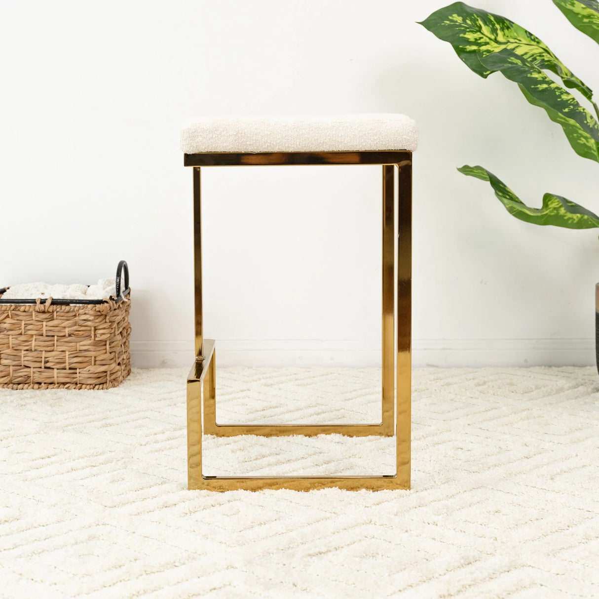 Joel - Mid Century Modern Luxury Upholstered Stool - Furniture Home Direct