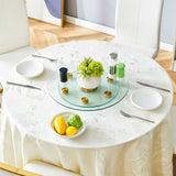 Double Layer Rotatable Round Glass Plate - Gold / Transparent - Furniture Home Direct
