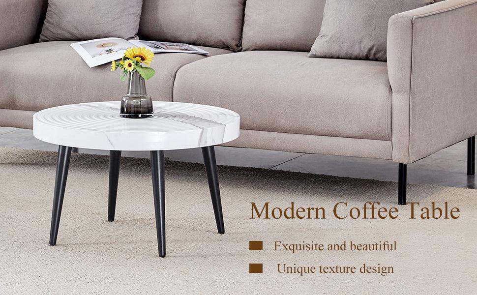 Elegant White Marble Round Coffee Table - Furniture Home Direct