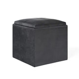 Rockwood - Upholstered Cube Storage Ottoman With Tray - Furniture Home Direct