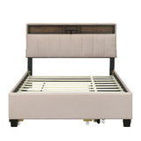 Upholstered Platform Bed With Storage Headboard, Trundle & 2 Drawers And A Set Of Sockets & USB Ports - Furniture Home Direct