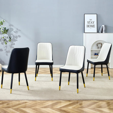Dining Chairs Modern Two Tone Set of 4 White and Black - Furniture Home Direct