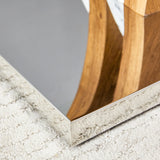 Coffee Table Glass Top With Wooden Base Modern Brown - Furniture Home Direct