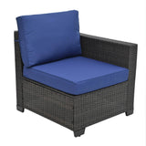 4 Piece Rattan Outdoor Patio Set - Blue - Furniture Home Direct