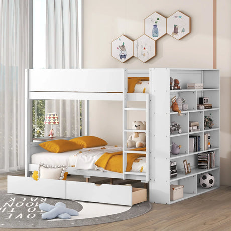 Bunk Bed With 2 Drawers And Multi Layer Cabinet - Furniture Home Direct