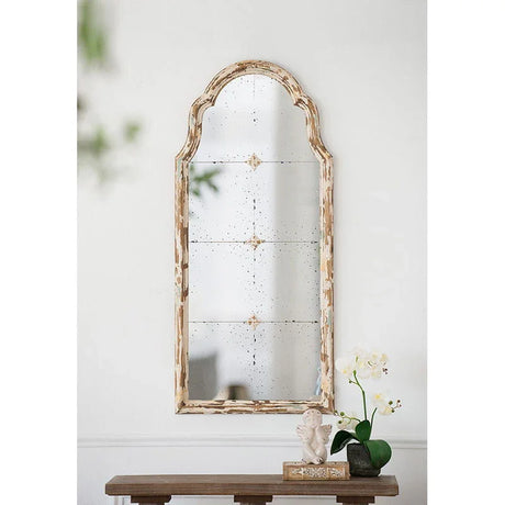 Large & Framed Wall Mirror, Arched Mirror With Decorative Window Look For Living Room - Cream - Furniture Home Direct