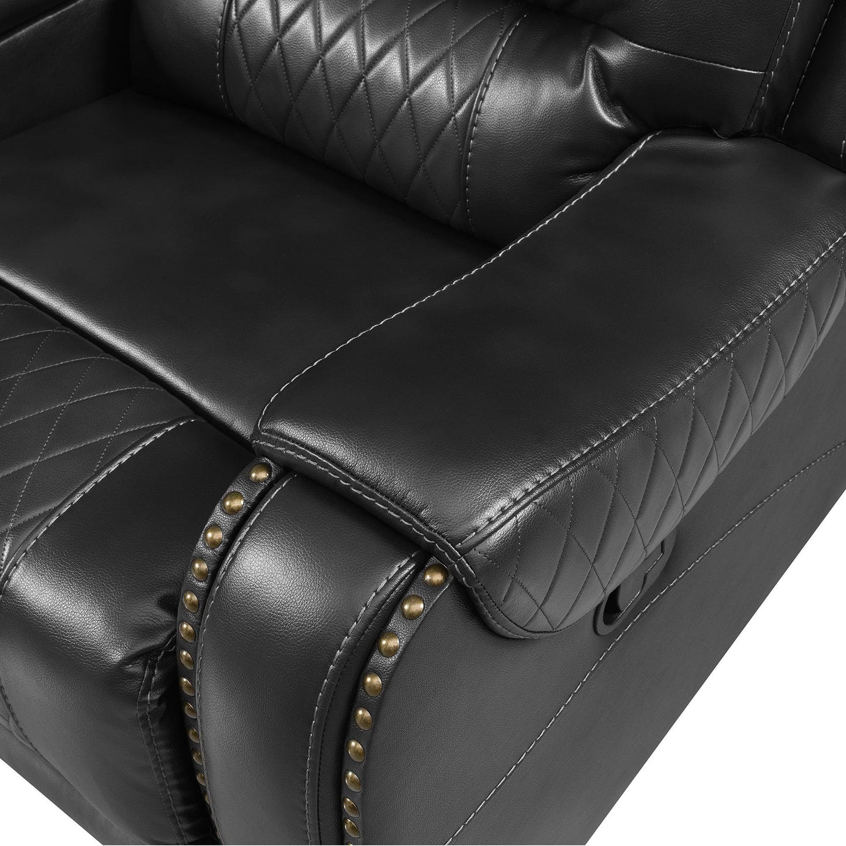 Sectional Sofa Manual Reclining With LED Light Strips Black - Furniture Home Direct