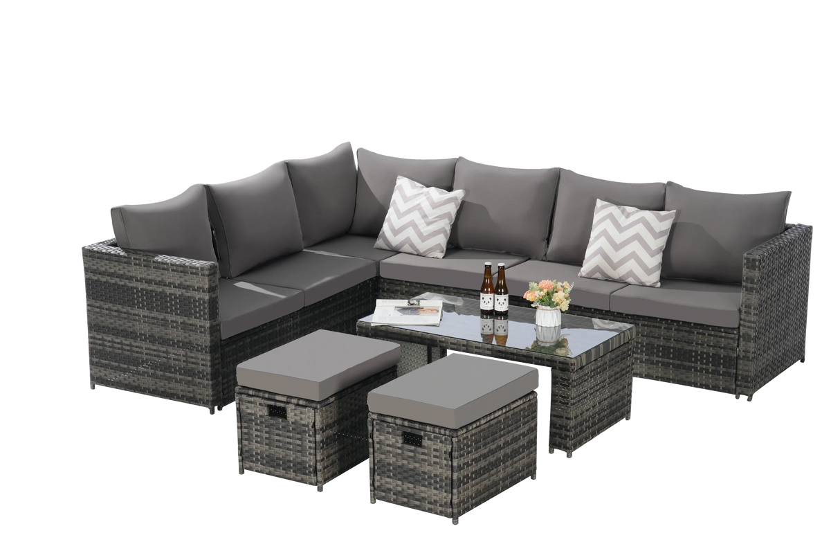 Outdoor Sectional Set - Gray - Furniture Home Direct