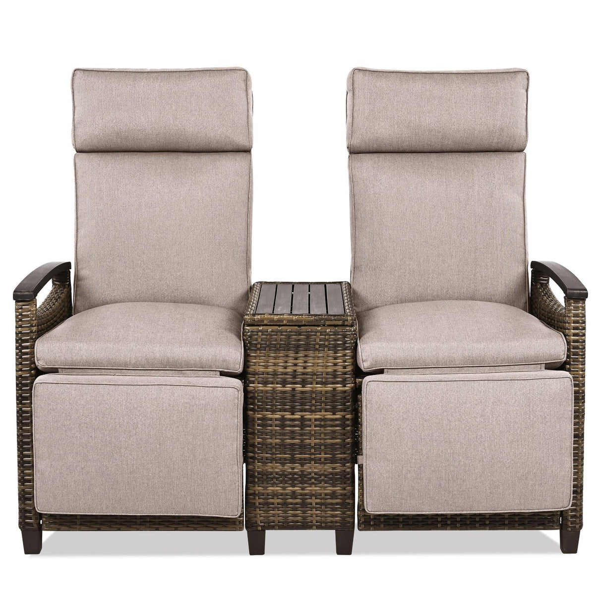 Outdoor Reclining Chaises With Built-in Storage Table - Furniture Home Direct