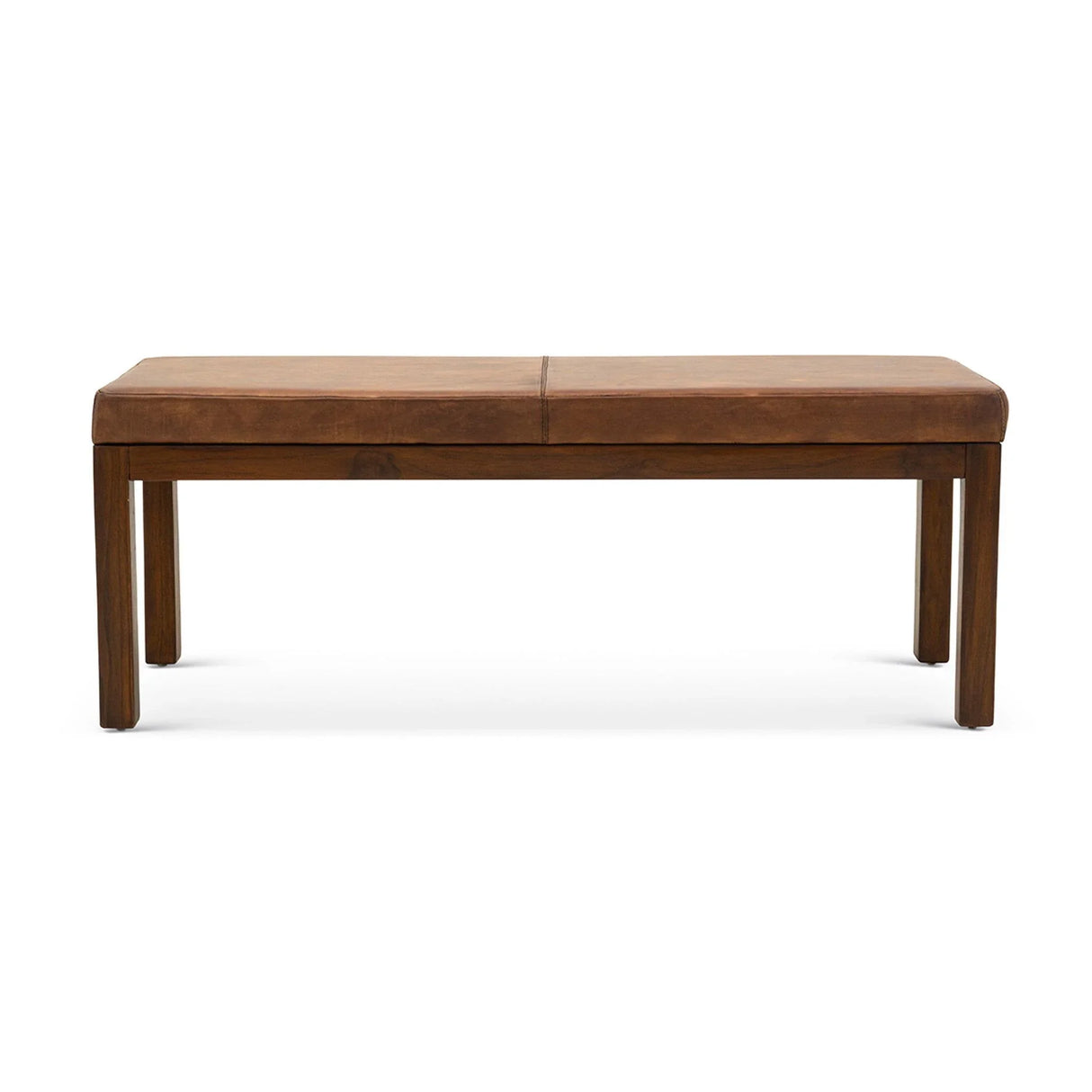 Austin - Antique Leather Bench With Lines - Antique Brown / Brown / Rustic / Tan - Furniture Home Direct