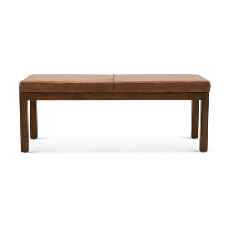 Austin - Antique Leather Bench With Lines - Antique Brown / Brown / Rustic / Tan - Furniture Home Direct