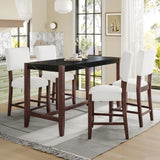5 Piece Counter Height Dining Set, Bar Table With 4 Upholstered Chairs - Furniture Home Direct