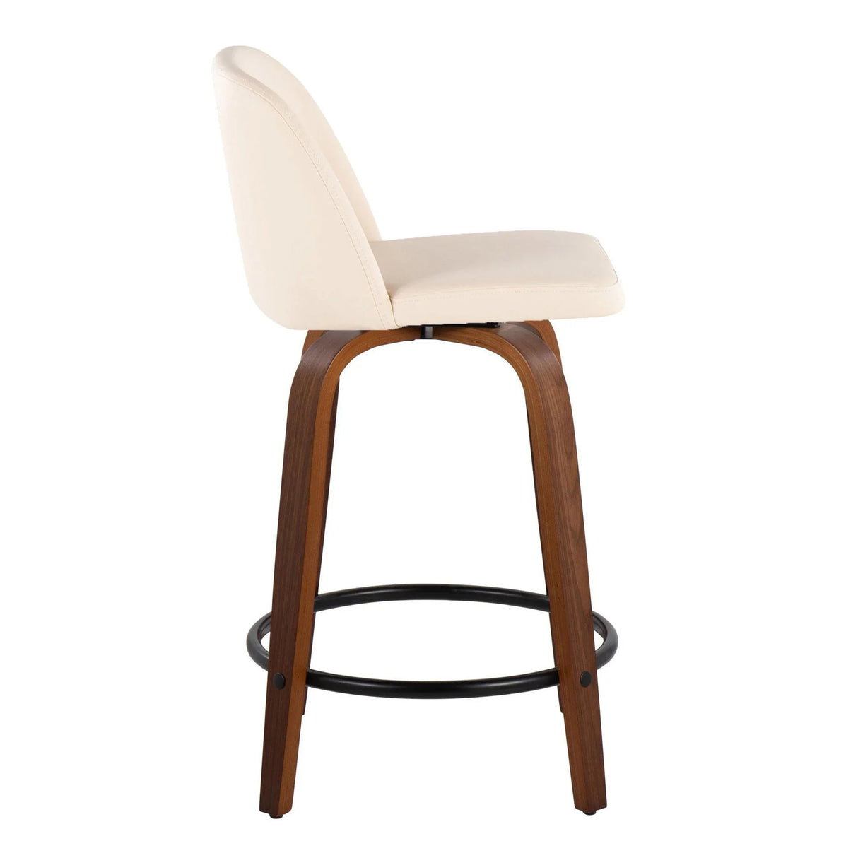 Toriano - Mid Century Modern, Fixed Height Counter Stool & Swivel And Round Footrest (Set of 2) - Furniture Home Direct