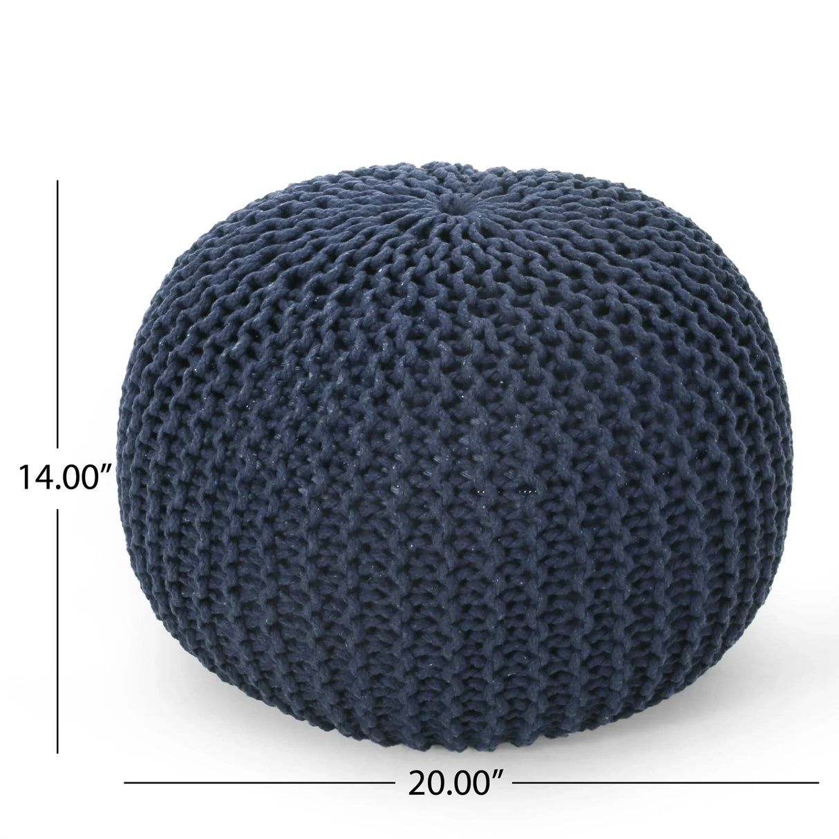 Bordeaux - Knitted Cotton Round Pouf Ottoman, Floor Cushion - Furniture Home Direct