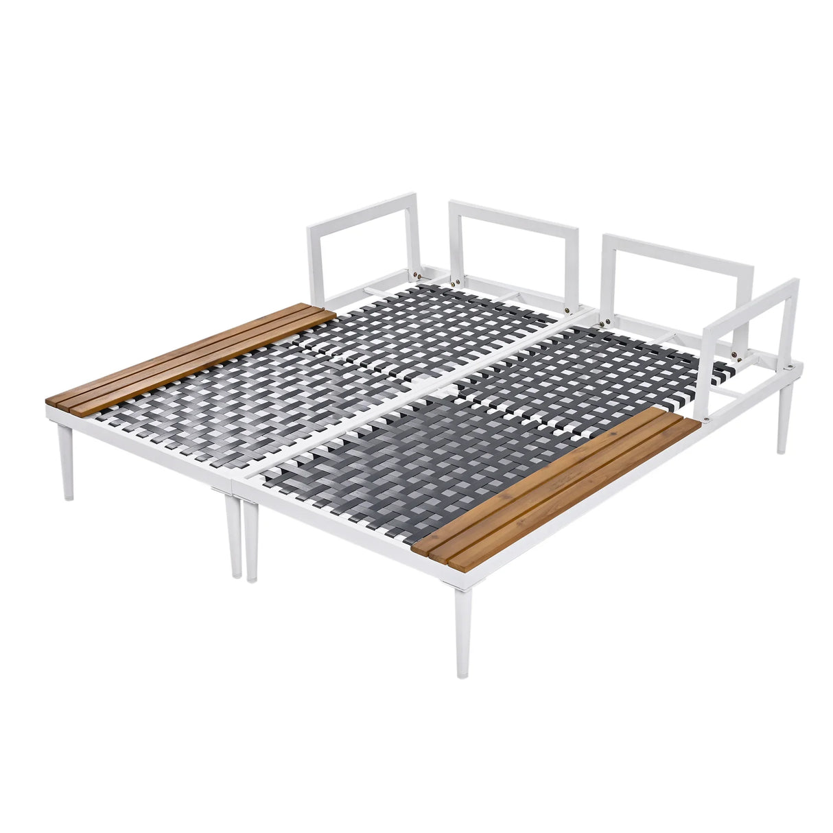 Outdoor Chaise Lounge Modern Cushions Wood Tray Beige - Furniture Home Direct