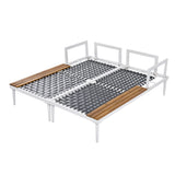 Outdoor Chaise Lounge Modern Cushions Wood Tray Beige - Furniture Home Direct