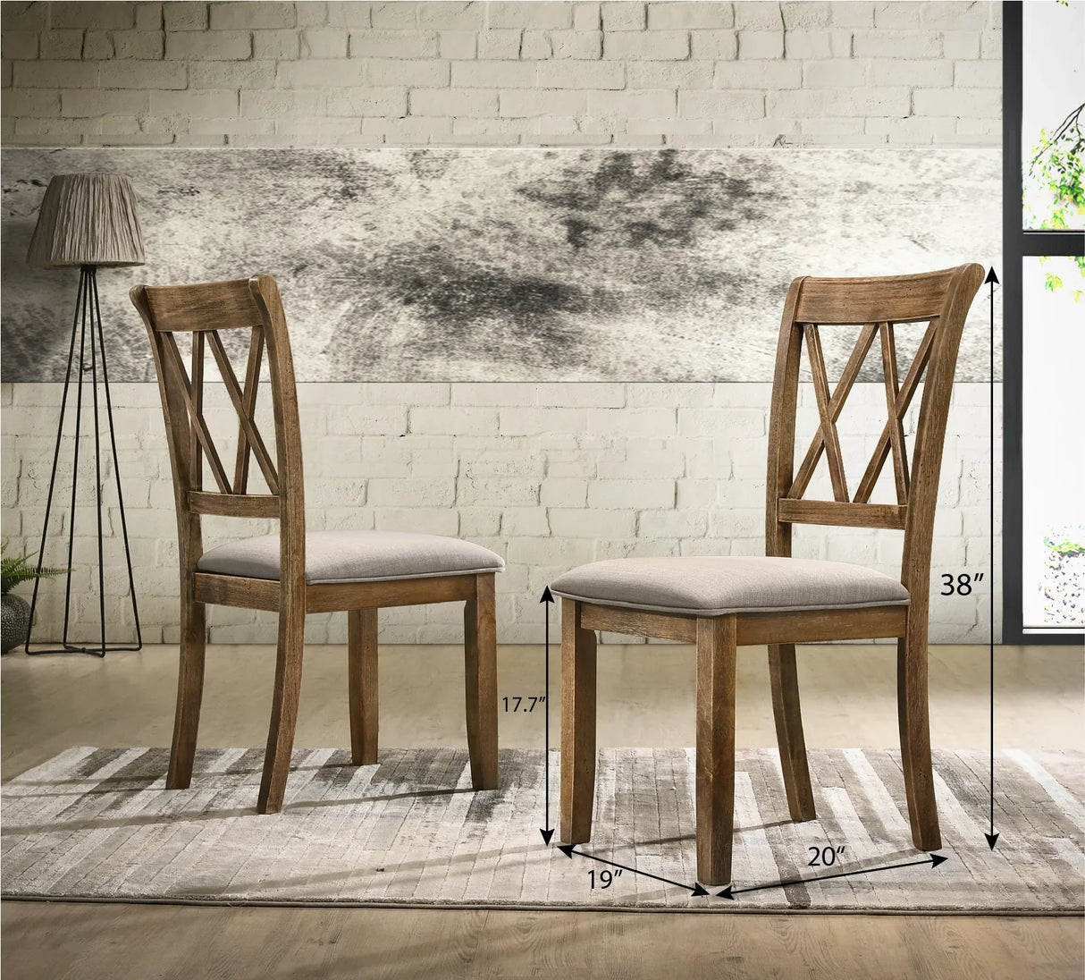 Dining Set Round Solid Wood Table Crossback Chairs Brown - Furniture Home Direct