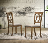Dining Set Round Solid Wood Table Crossback Chairs Brown - Furniture Home Direct