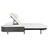Outdoor Wicker Double Chaise (Black Frame+Beige Cushion) - Furniture Home Direct