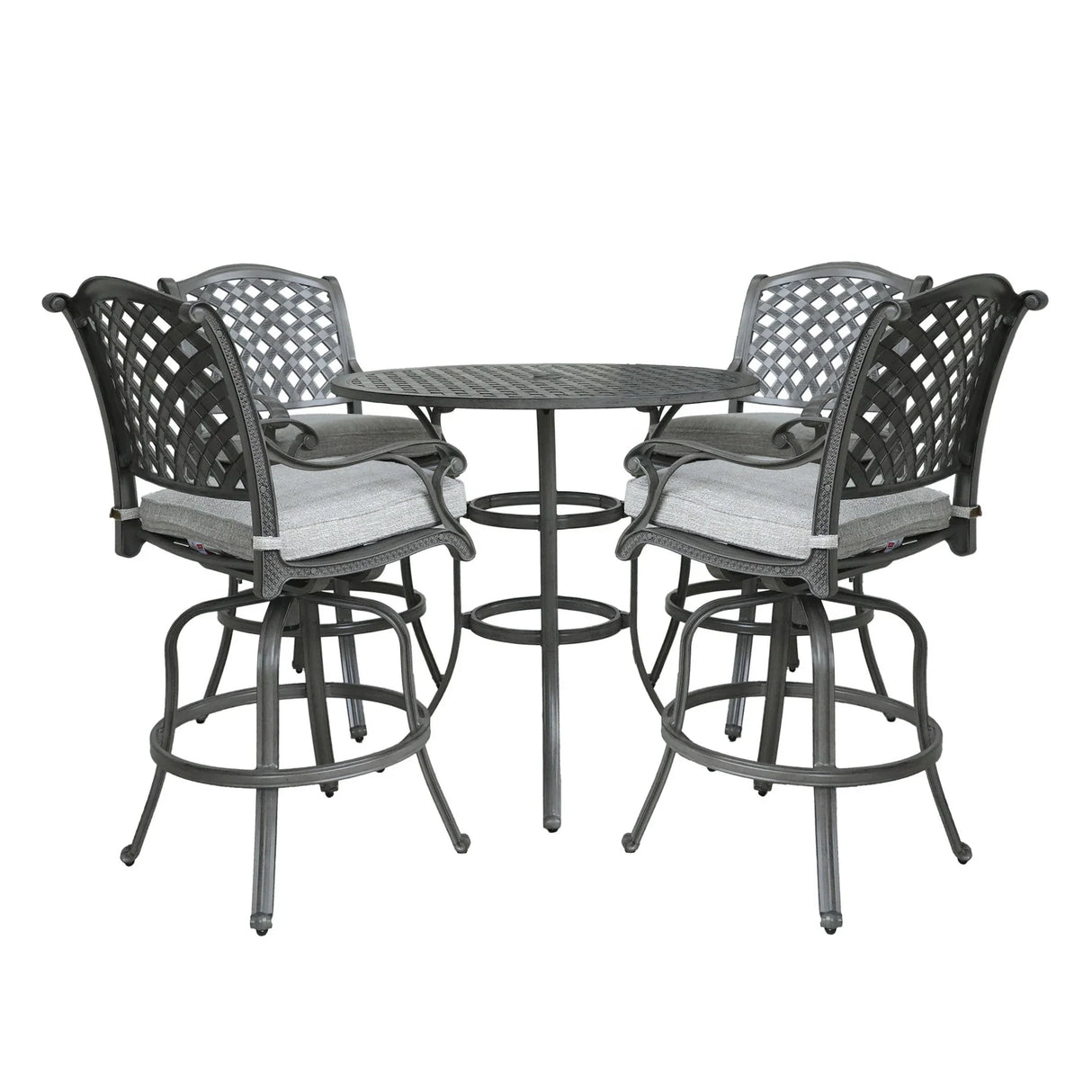 Outdoor 5 Piece Aluminum Bar Dining Set - Golden Gauze - Furniture Home Direct