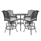 Outdoor 5 Piece Aluminum Bar Dining Set - Golden Gauze - Furniture Home Direct