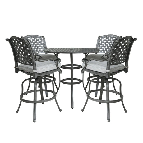 Outdoor 5 Piece Aluminum Bar Dining Set - Golden Gauze - Furniture Home Direct