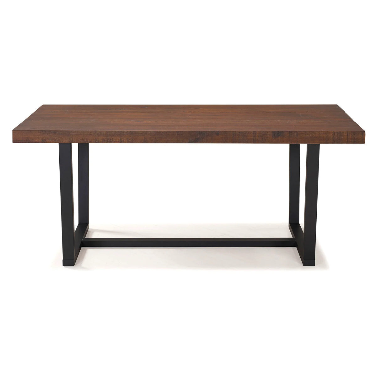 Modern Distressed Solid Wood And Metal Open Frame Dining Table - Furniture Home Direct