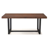 Modern Distressed Solid Wood And Metal Open Frame Dining Table - Furniture Home Direct