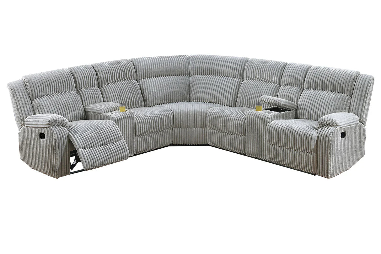 Sectional Sofa Corduroy Oversized Curved Lounge Ash - Furniture Home Direct