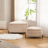 Upholstered Storage Ottoman Set With Reversible Lid - Furniture Home Direct