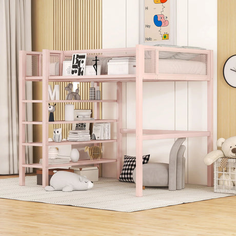 Loft Bed With 4 Tier Shelves And Storage - Furniture Home Direct
