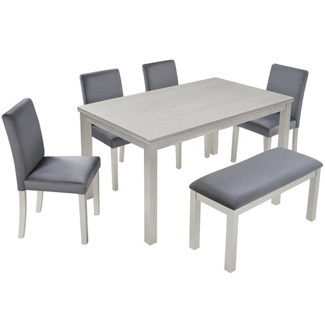 Dining Table Set, Table With A Rectangular Table And Upholstered Chairs - Furniture Home Direct