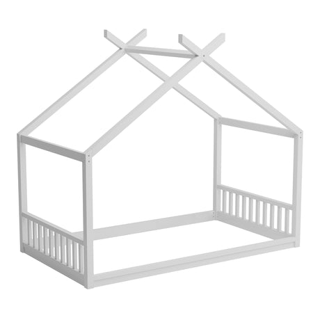 Montessori Pine House Floor Bed With Headboard Footboard