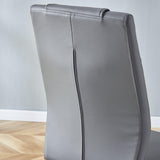 Dining Chairs Modern Faux Leather With Chrome Legs Gray - Furniture Home Direct