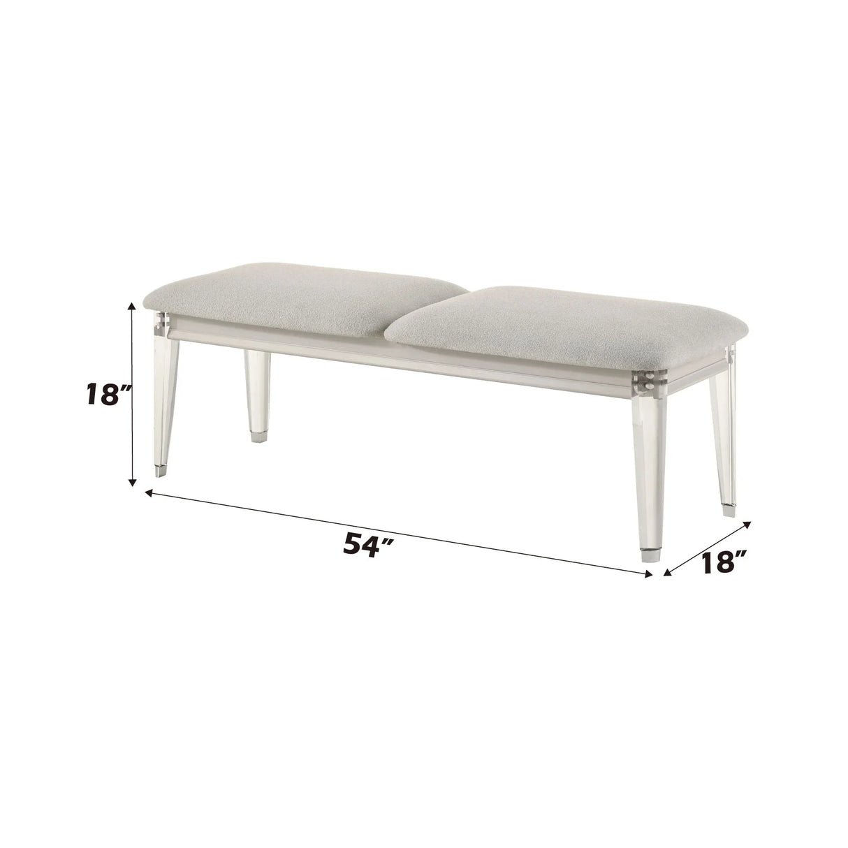 Laveda - Boucle Bench - Light Gray / White - Furniture Home Direct